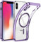 TUUTPU Cover Magnetica per iPhone X/XS, Custodia Comaptibile con Magsafe Trasparente Antiurto Protezione Copertura della fotocamera Non ingiallente Sottile Silicone Telefono Clear Case, Viola