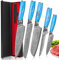 Set Coltelli da Cucina Damasco, 5 Pezzi, Coltello da Cucina in 67 Strati di Acciaio Damasco Vg-10, Set Coltelli da Chef Santoku Pane Filetto Frutta Professionali, Manico Ergonomico in Resina Naturale