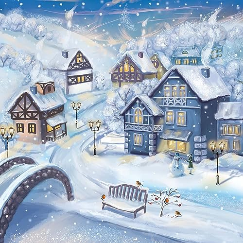 20 Servietten Weihnachten Winterstadt im Schnee als Tischdeko. Papierservietten mit Motiv. Auch für Decoupage und Serviettentechnik 33x33cm
