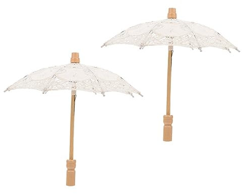 2 Piezas Paraguas De Algodón Paraguas Mini Paraguas De Encaje Sombrilla Nupcial Pequeña Sombrilla De Encaje Pequeño Paraguas Boda Paraguas De La Vendimia De Madera 15c