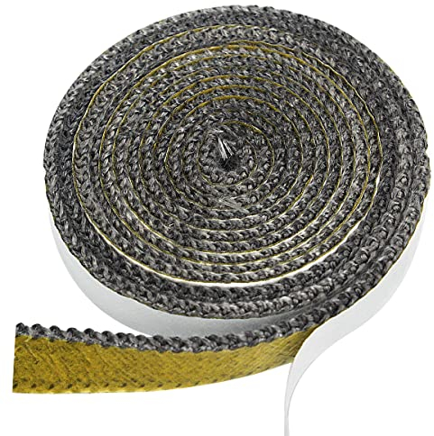 Joint de Cheminée Autocollant, 2mm x 2m x 1,5cm Joint d'Étanchéité en Fibre de Verre Joint Insert Cheminée Joints Tressé pour Poêle,Tube Poele,Porte de Four, Résistant à la Chaleur 550 Degrés Celsius