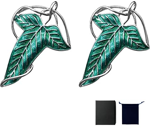 Kashasin 2 x Elfen-Lord-Prinzessinnen-Halskette, Arwen, Evenstar, grünes Blatt, Emaille, Brosche für Damen und Herren, Anzug, Cosplay, Schmuck, Zink