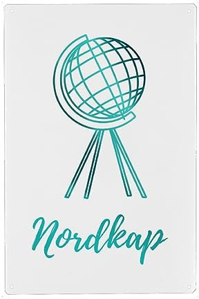 artboxONE Metall-Poster 30x45 cm Natur Nordkap Polarlichter Globus von Künstler JulimaltdieWelt