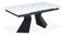 Menzzo Table à Manger Extensible Icaria en Verre Effet marbre Blanc et Pieds Métal Noir