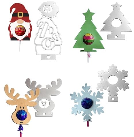 4PCS Weihnachtszwerg Schokolade Stanzschablone, 3D hirsch schneeflocke Weihnachtsbaum Stanzmaschine Stanzschablone Weihnachten Schokolade Süßigkeiten Stanzschablone Geschenkbox Prägeschablone