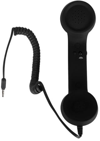 Combiné Téléphonique Vintage, Réduit Les Radiations, Excellente qualité, Facile à Utiliser, adapté aux Smartphones avec Prise 3,5 Mm et USB C, Design Rétro (Black)