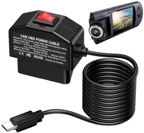 Wonsfuleu Dashcam-Hardwire-Kit, Kabel für Dashcam | Auto-Dashcam-Ladegerät Dashcam-Festkabel mit Zwei Modi - Platzsparendes Ladegerät für Dash-Kamera, Netzkabel, Autozubehör