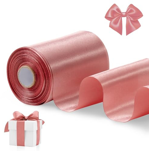 FAKILO Roségoldgrünes Satinband 10cm x 20 Meter Yards Breite Dickes Band für eine große Eröffnung Geschäft Bandschnitte Zeremonie Schleife Hochzeit