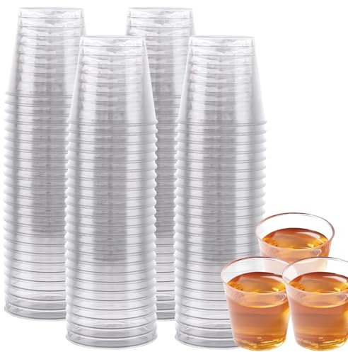 ASelected 100Pcs Plastic Shot Glasses 30Ml Plastic Shot Glass Reusable for Party, Wedding, Festival, Games, Jelly Cup