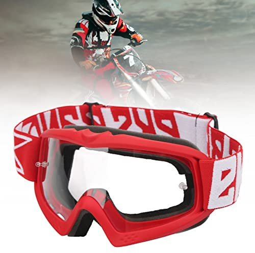 Hominas Motocross Brille, MTB Brille Motorradbrille Crossbrille ATV Dirt Bike Off Road Racing MX-Fahrbrille für MäNner Frauen Jugend Fit ÜBer Brille (Roter Rahmen)