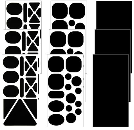 9 Blatt 96 Stück Nylon Daunenjacken-Flicken Selbstklebendes Patch Wasserdichtes Leichtes Stoff Kleidung Patch Verschiedene Größen für Daunenjacke Jacken Zelt (Schwarz)