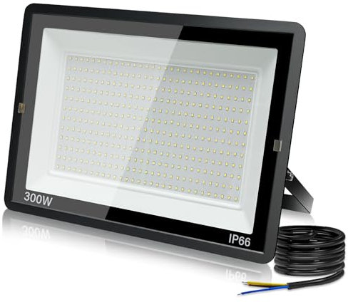 300W Projecteur LED Extérieur, Spot LED Exterieur 30000LM Super Lumineux 6500K Blanc Froid Éclairage de Sécurité Extérieur IP66 Imperméable pour Garage Jardin Terrasse Parking