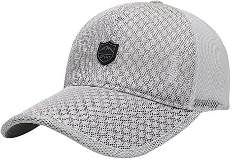 Cappello da baseball da uomo a tesa lunga, in rete, traspirante, con visiera, per auto, Grigio, Taglia unica