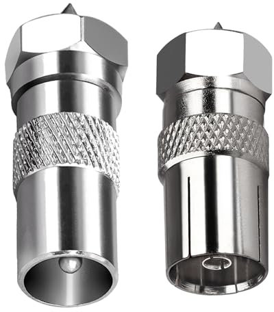 TUOLNK Connettore antenna TV F maschio a TV maschio Adattatore antenna TV per cavi antenna Cavi satellitari 9.5TV femmina a connettore coassiale maschio tipo F 2 pezzi