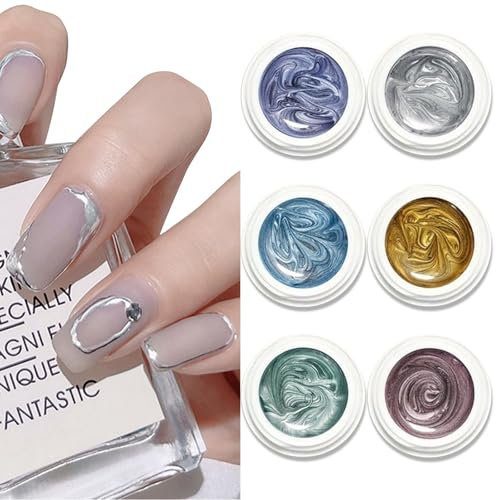 GZSYY Gel Nagellack UV Liner Gel Nail Polish 6PCS UV Nagellack Set Metallic Painting Gel Spider Gel for Nail Art