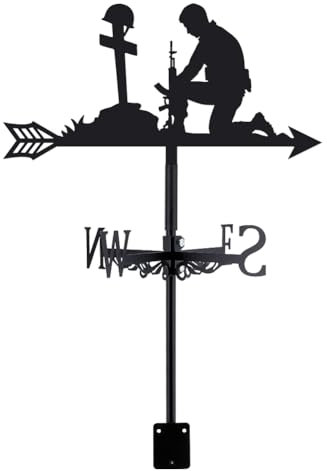 SUPERDANT Soldier Weather Vane Soldier Tombstone Weathervanes Black Metal Wind Vanes Warship Weather Vanes Weathervane Garden Ornament for Farmhouse Garden Outdoor Yard Roof Shed Paddock Decoration