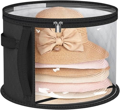ZLFX Caja Organizadora Para Sombreros - Almacenamiento Suave Transparente Con Cremallera, Bolsa De Almacenamiento Para Sombreros, 42x42x26.5 cm