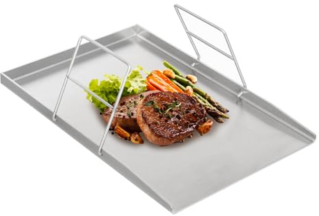 Edelstahl Grillplatte, Grill Plancha, Universal BBQ Plancha Griddle für Pfannkuchen, Spiegeleier, Bratkartoffeln, Steak, Hähnchen (45 * 30CM)