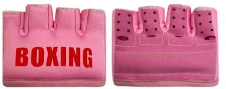 Fenteer Gants de Boxe en Gel pour Hommes et Femmes, Protection Nylon, Mittens Demi-Doigt pour Entraînement Muay Thai, Rose