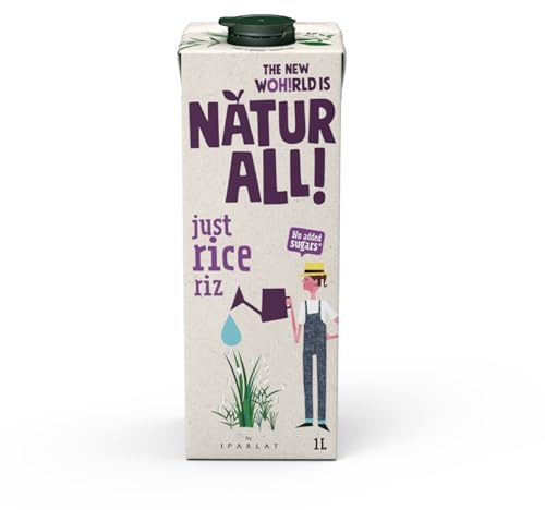 NATUR-ALL | Just Rice Drink 1L - Unsweetened Plant-Based Milk Alternative, Dairy-Free, Vegan, Long Life, 4 Ingredients (Pack of 6)