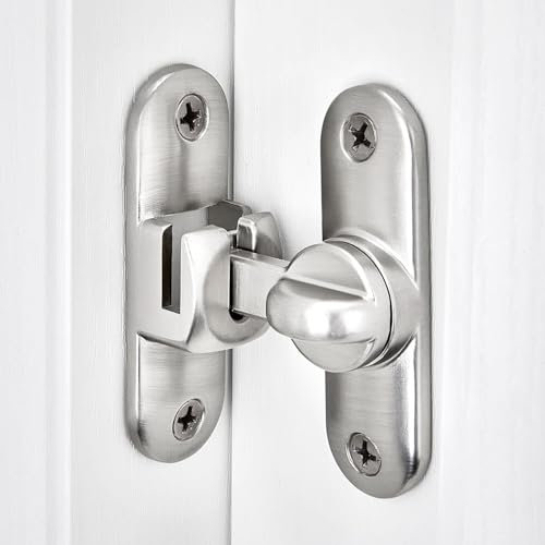 Door Latch - Door Lock,90/180 Degree Door Lock,Bathroom Doors Lock,Sliding Barns Door Locks with 8 Screws,Zinc Alloy Doors Locks Latch for Barn,Outdoor,Garage(Silver)