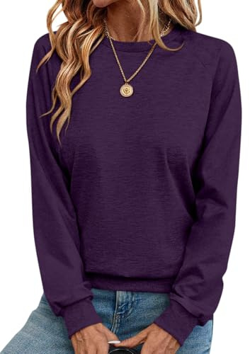 Onsoyours Pullover Damen Herbst Elegant Rundhals Langarm Sweatshirt Casual Oberteile Tops