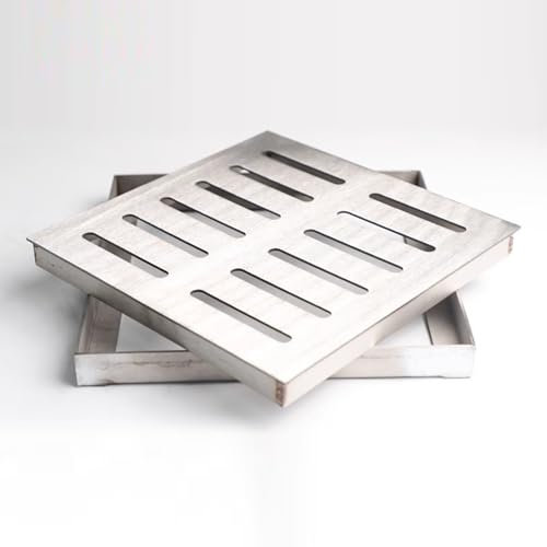 Grilles de Drainage extérieures, grilles d'égout carrées en Acier Inoxydable 304, Robustes, épaisseur 2/3 mm, pour terrasse, pelouse, Jardin, extérieur (25 x 25 x 2 cm)