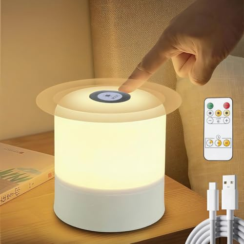 Portable Baby Night Light, 3 Colours Changing Light for Nursery, Rechargeable Night Light for Kids, touch light & Remote Timing Control, Eye Caring Dimmable night lamp for Bedroom Breastfeeding