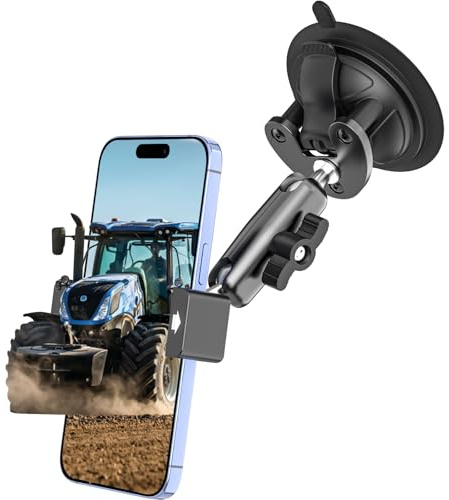 Dosvsi Traktor Handyhalter,[Metallarm & Clip] Traktorkabine Handyhalterung mit Saugnapf, Windschutzscheiben Handyständer für Schwere Maschinen, Bagger Halterung für iPhone 16 15 14, Galaxy, 4-7 Handy