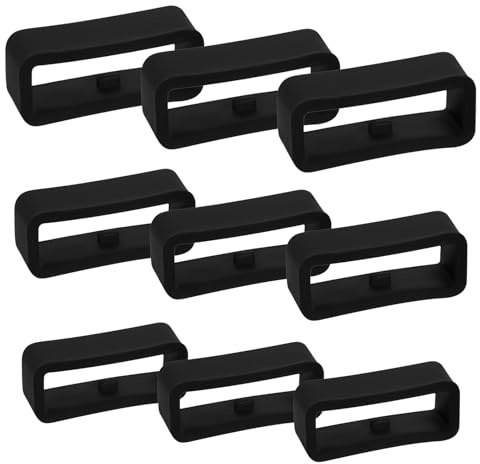 Mikovivi 9pcs Attache pour Bracelet de Montre, 16/18/22 mm Anneau Retenue Étanche en Silicone Boucle de Remplacement pour Montre Sport Connectée (Noir)