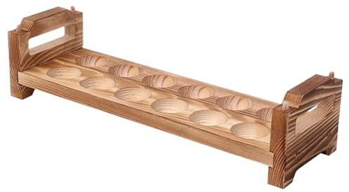 BommFu Porte-œufs en bois - Compartiments de rangement - Décoration polyvalente de maison de campagne pour plan de travail de cuisine, fête à la maison