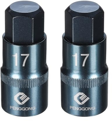 QUARKZMAN Steckschlüssel Sechskant Nuss 1/2 × 17mm 56mm L 2 Stück Blau | Metrisch S2-Stahl 6-Punkt Aufsätze für Bohrmaschinen-Adapter
