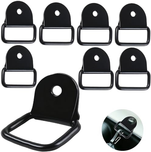8 Stück Schwarze D-Ring Verzurranker aus Edelstahl, Schwerlast-Verzurring für Anhänger, Ladungssicherung für LKW, Boote, Autos, Kajaks, Garage