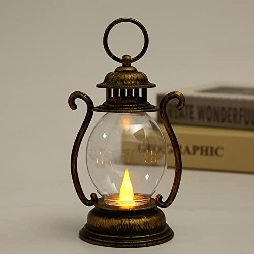 Vintage Lantern | Flickering Flame Lantern | Flickering Vintage Lamp | Cordless Table Lamp | Decorative Battery Candle Night | for Bedroom Living Room Tabletop Entryway Centerpiece