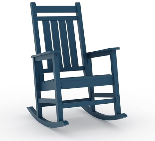 Garvee Bequemer Garten Barhocker – Wetterfester HDPE Schaukelstuhl mit hoher Rückenlehne, robuste Holzverbund-ähnlich-ähnliches Material-Qualität, ideal für Terrasse, Balkon & Feuerstelle – Farbe: