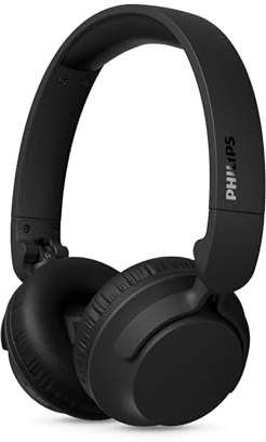 PHILIPS TAH4000BK On‑Ear Wireless Headphones, 70h Play Time, Dynamic Bass, 32 mm Drivers, Bluetooth 6.0 Multipoint, Fast Pair, Replaceable Cushions & Battery, Lightweight Foldable Design – Black
