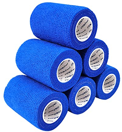 COMOmed Kohäsive Bandage 7,5cm 3 Stück Selbstklebend Bandage Kohäsive Athletic Tape alleray getestet Pflasterverband Fingerpflaster wasserfest elastisch Pflasterbandage Blau