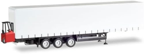 herpa 76784 Schmitz Gardinenplanenauflieger, 3-Achs mit Mitnahmestapler Miniaturfahrzeug, Large