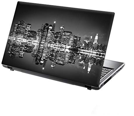 TaylorHe 13-14 inch Laptop Skin Vinyl Decal with Colorful Patterns and Leather Effect Laminate MADE IN England Black and White CITY SKYLINE