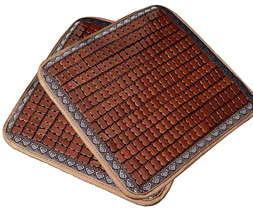 Ecloud Shop Stuoia di bambù per cuscino del sedile fresco, cuscino per sedia quadrato 45 cm Stuoia fresca traspirante rinfrescante naturale per l'estate - 2 pezzi