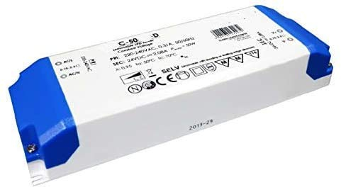 professioneller Slim Line LED Trafo dimmbar extra schmal - 12V DC - 50W - 4,16A MM Möbeleinbau TÜV geprüft Maße: L= 188 mm, B= 66 mm, H= 31 mm
