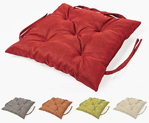 sunnypillow Stuhlkissen Outdoor&Indoor, 50x50x12cm, Kissen Rot | Auflage für Stühle, Bänke in Haus und Garten, Sitzkissen für Paletten, Stuhlauflage, Gartenkissen für Gartenmöbel