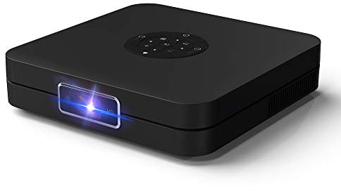 K1 Mini Projector, Portable Android Smart Video Projector with High Bright 350-ANSI, Support 1080P 300 MAX WIFI BT 4.2 HDMI IOS Android Mirroring, with Keypad & Remote Electric Focus Large Speakers