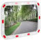 Wiltec Verkehrsspiegel 50 x 70 cm konvex, eckiger Sicherheitsspiegel mit rot-weißen Reflektorstreifen, bruchsicherer Konvexspiegel aus Kunststoff, Überwachungsspiegel für Ausfahrten