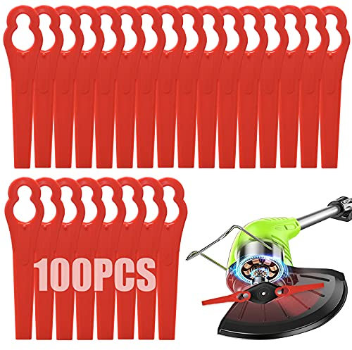 Acehome 100 Pcs Plastic Grass Trimmer Blades, Cordless Strimmer Blades 83 mm Lawn Mower Cutting Blades Garden Mower Replacement Blades for Swift Ryobi VonHaus Grass Strimmer