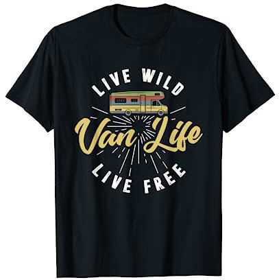 The Van Life Retro Vintage Van Dwellers T-Shirt Noir Unisex Adulte S