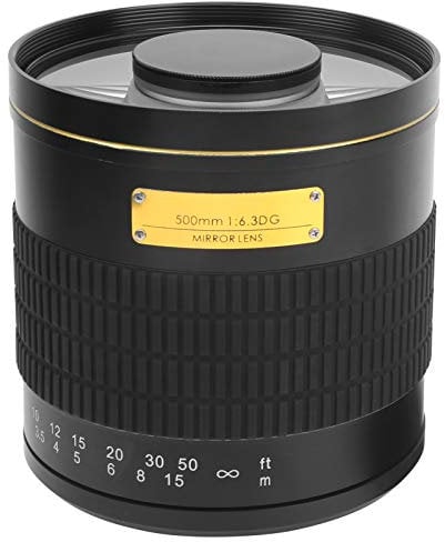 Akozon Fotocamere SLR Digitali Teleobiettivo Specchio Obiettivo 500mm F/6.3 Messa a Fuoco Manuale Teleobiettivo Specchio per EF Mount Fotocamera SLR Digitale(Nero)