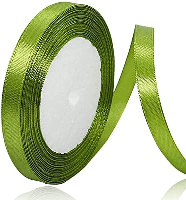 Olivgrün Satinband 10mm x 22Meters Schleifenband Apfelgrün Geschenkband Dekoband Stoffband für Geschenk, Basteln, Nähprojekte, Haarschleifen, Brautstrauß, Hochzeits Dekoration