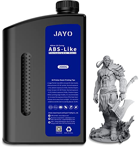 JAYO 3D Drucker Resin 2KG, ABS-Like Resin 405nm UV Standard Rapid Harz für 4K/6K/8K LCD/DLP/SLA 3D Printing, Nicht-spröde, Hohe Präzision, Geringer Geruch, Grau 2000g