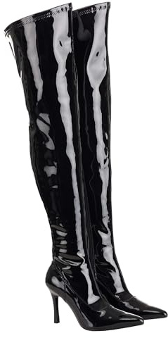 Fun Costumes Womens Black Patent Over the Knee Boots Size 8